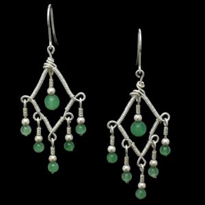 Silver(plated) earrings with green aventurine