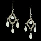 Silver plated weave earrings with white jade
