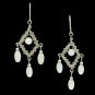 Silver plated weave earrings with white jade