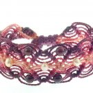Macrame web bracelet with garnet and pearls