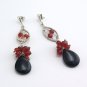 Silver earrings with black and cornelian agate