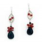 Silver earrings with black and cornelian agate