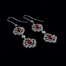 Silver plated wire wrapping earrings with cornelian agate