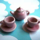 Dollhouse Miniature - Tea Cups and TeaPot Set (Pink)