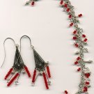 Red and Silver Bracelet and Earring Set