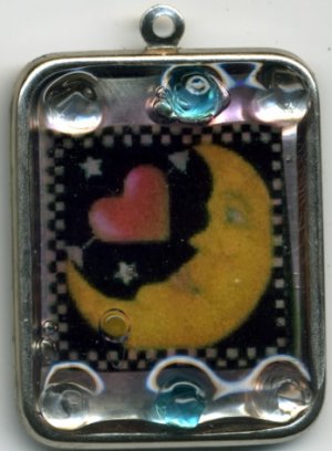 Vintage 1960's Moon and Star Beaded Pendant Charm