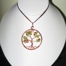 Tree of Knowledge Gorgeous Peridot Coral Pendant Copper handcrafted New