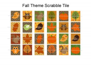 Fall theme scrabble tile size 4x6 digital collage sheet