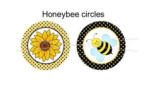 Honey Bee Cupcake toppers 2 inch circles digital collage sheet