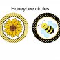 Honey Bee Cupcake toppers 2 inch circles digital collage sheet