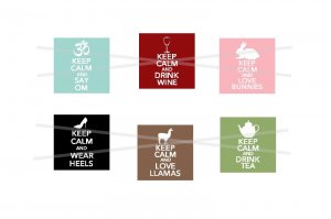 Keep Calm and Carry On theme 1 inch squares digital collage sheet
