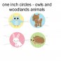 Woodland Animals full size digital collage sheet of 1 inch circles