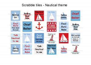 Fun Nautical theme scrabble tile size 4x6 digital collage sheet