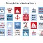Fun Nautical theme scrabble tile size 4x6 digital collage sheet