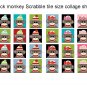 Sock Monkeys scrabble tile size 4x6 digital collage sheet