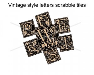 Vintage look letters scrabble tile size 4x6 digital collage sheets