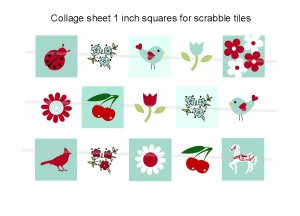 Cute Red, White and Blue theme scrabble tile size 4x6 digital collage sheet