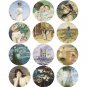 Impressionist paintings 2 and half inch circles digital collage sheet