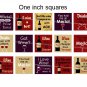 Amusing wine theme 1 inch squares 4x6 digital collage sheet for scrabble tiles, magnets and more