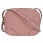 Gucci Women Light Pink Leather GG Guccissima Bree Camera Disco Crossbody Bag Brand New
