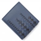Bottega Veneta Men's Blue Black Leather Bi-fold Intrecciato Wallet