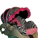 Custom Infant Car Seat Cover- Pink Zebra -