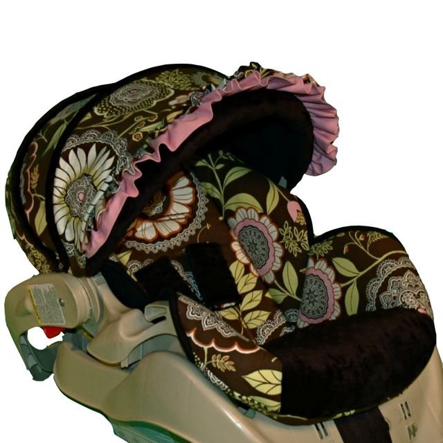 Custom Infant Car Seat Cover- Olive Lacework Black