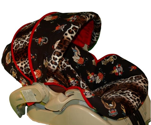 Custom Infant Car Seat Cover Tatoo Me Leopard