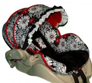 Custom Infant Car Seat Cover- Zinnia -