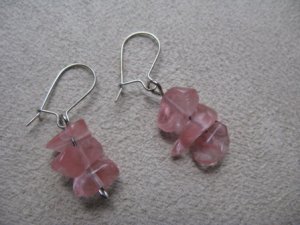 Short Pink Chip Dangle Earrings