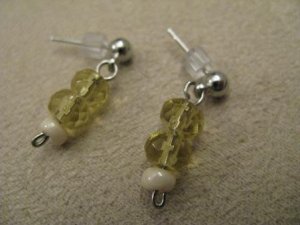 Yellow Cream Short Dangle Earrings