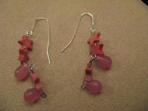 Pink Star & Teardrop Earrings