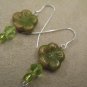 Green and Multi-colored Flower Earrings