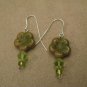 Green and Multi-colored Flower Earrings