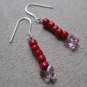 Red and Pink Butterfly Bead Earrings