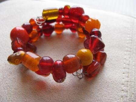 Fiery Red & Orange Wrap Bracelet