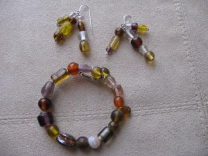 Mixed Glass Bead Bracelet & Earring Set