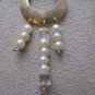 Gold, Pearl Colored, & Crystal Chandelier Earrings