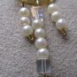 Gold, Pearl Colored, & Crystal Chandelier Earrings