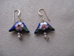 Blue Oriental Style Bead Earrings