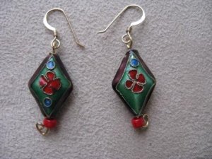 Purple & Red Oriental Style Earrings