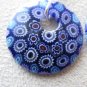 Flat Round Blue Bead Silver Earrings