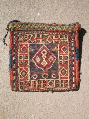 Antique small sumac  flat weave bag with cute design