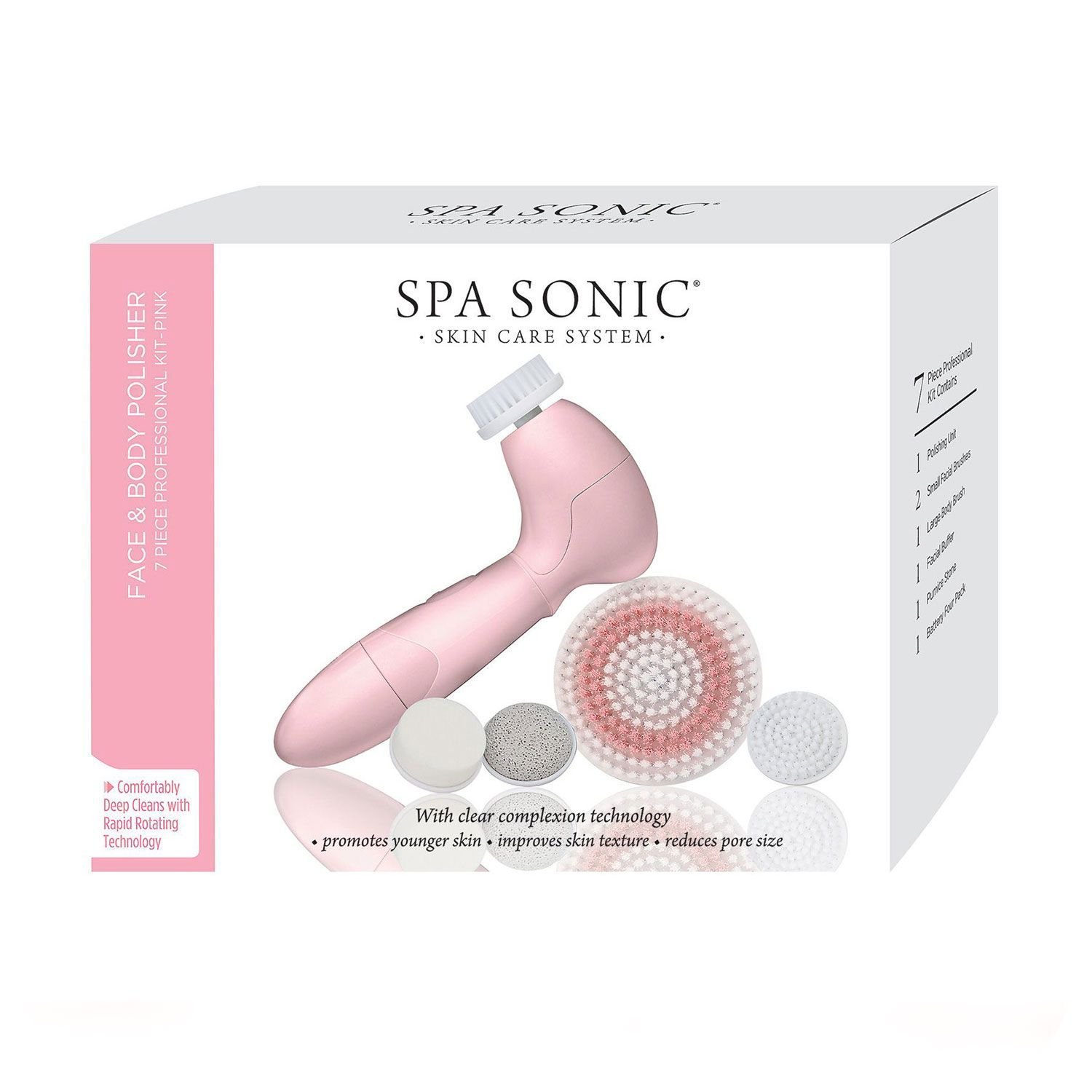 Spa Sonic Skin Care System 7 Piece Professional Kit Choose Color 