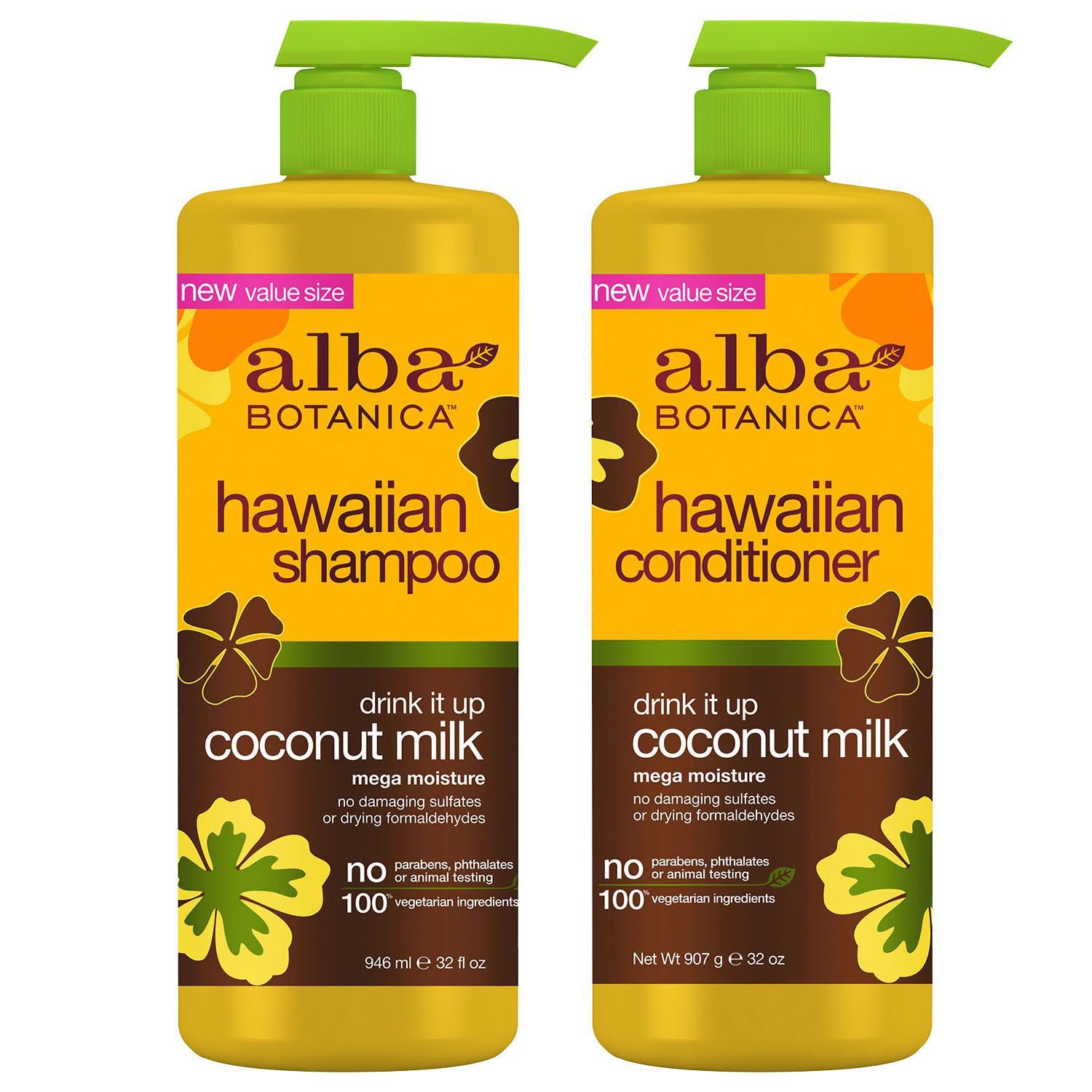 Alba Botanica Hawaiian Drink It Up Coconut Milk Shampoo and Conditioner 