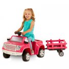 Kid Trax 6V Heavy Hauling Truck with Trailer Powered Ride On, Pink