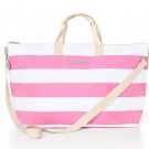 Victoria's Secret Duffle Beach Weekender Getaway Tote Bag Pink & White Stripes