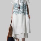 Vintage Print Double-layer Dress Short-sleeved Casual Ethnic Dress