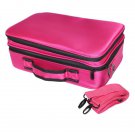 Professional High-capacity Multilayer Portable Travel Makeup Bag with Shoulder Strap (Small) Rose