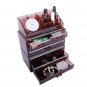 SF-1122-7 3Pcs/Set Plastic Cosmetics Storage Rack Transparent 5 Large & 2 Small Drawers Coffee